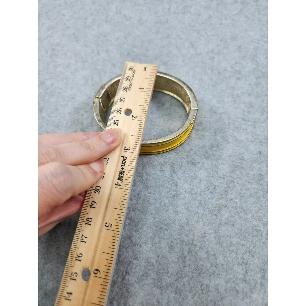 Yellow & Silver plate Hinged‎ Bangle Bracelet